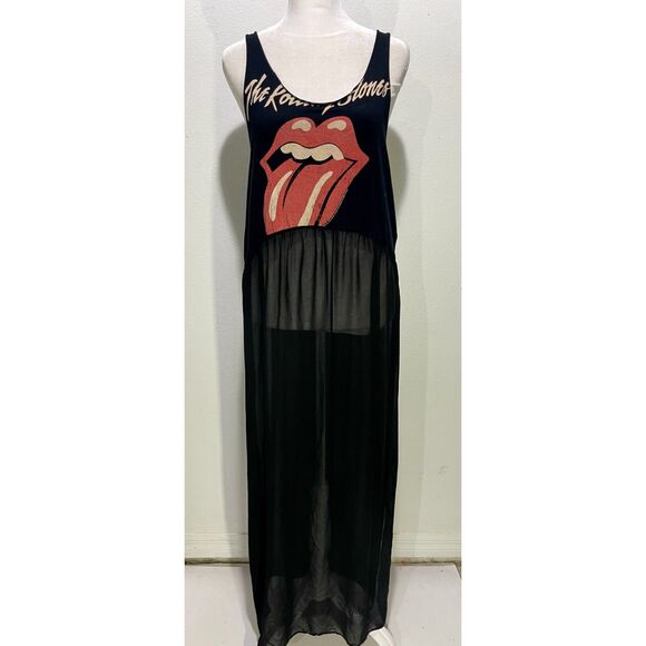 Forever 21 Dresses & Skirts - The rolling stones band graphic maxi dress forever 21 sheer chiffon women M